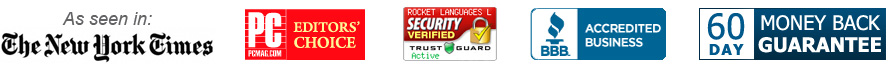 As seen in The New York Times, PC Mag Editors' Choice, Trust Guard - Security Verified, Better Business Bureau, 60 Day - Money back Guarantee